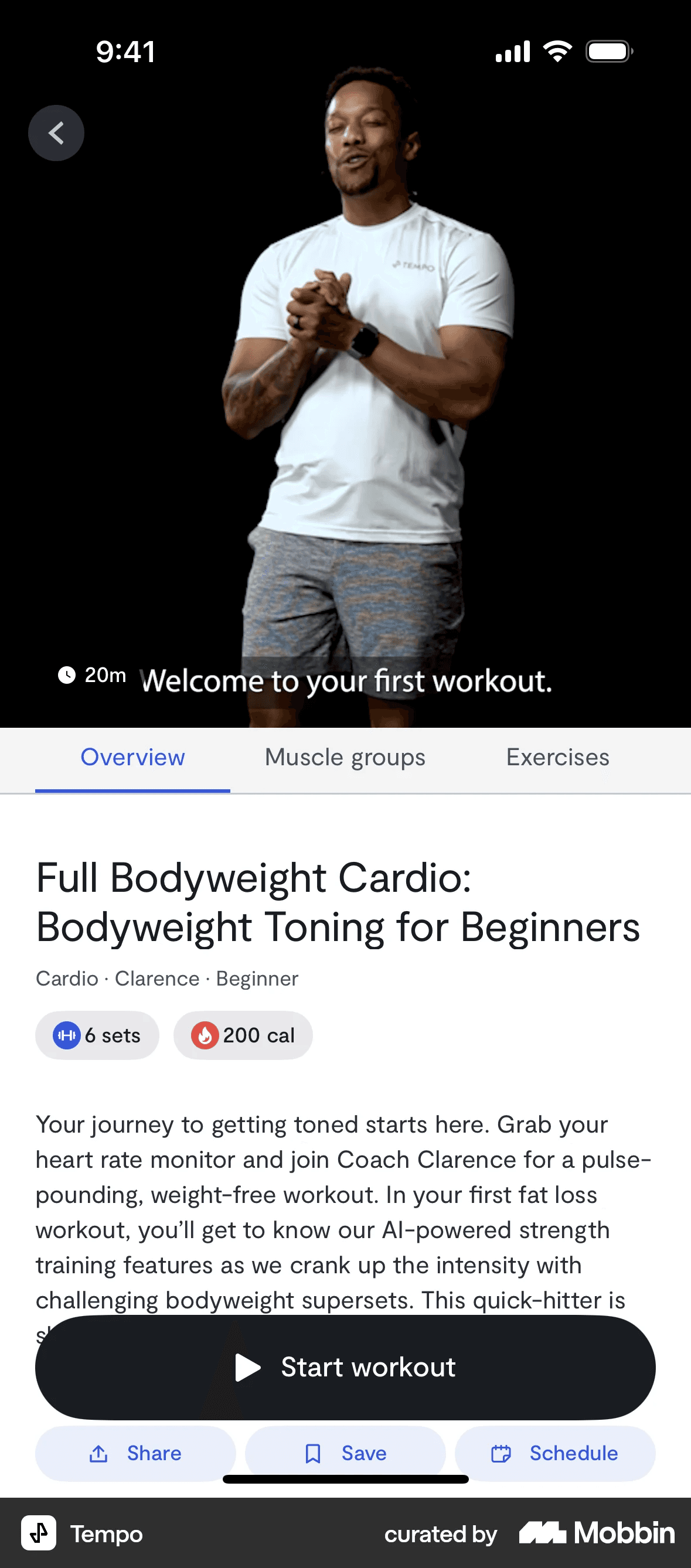 AI fitness coaching app with a guided bodyweight workout